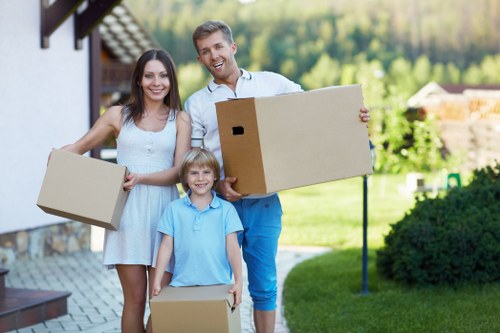Packing service materials and moving boxes prepared for a Finsbury Park home move