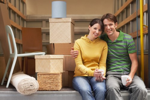 Moving boxes and home belongings prepared for removals in Finsbury Park