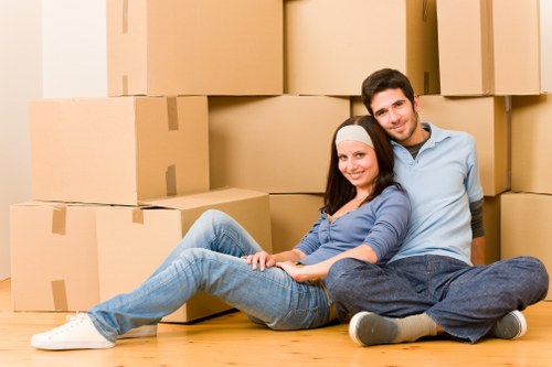 Organised packing boxes ready for a move in North London